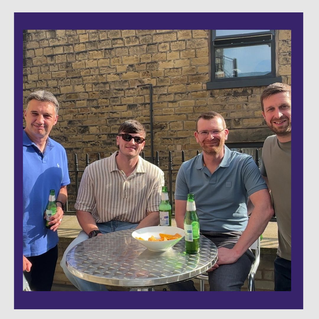 Screenshot of our LinkedIn post for our summer terrace event, featuring the team smiling at the camera