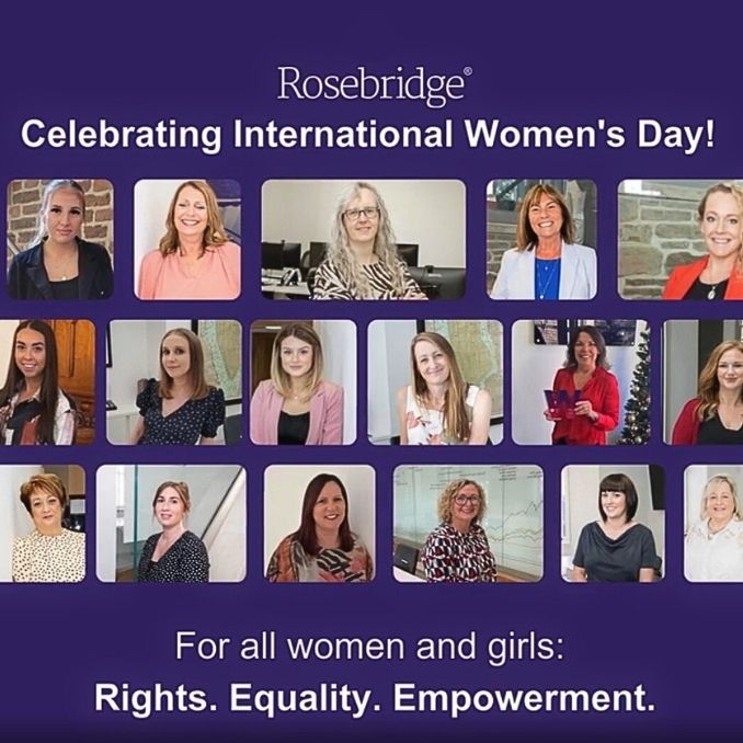 Screenshot of the international women's day LinkedIn post, depicting photos of Rosebridge women 